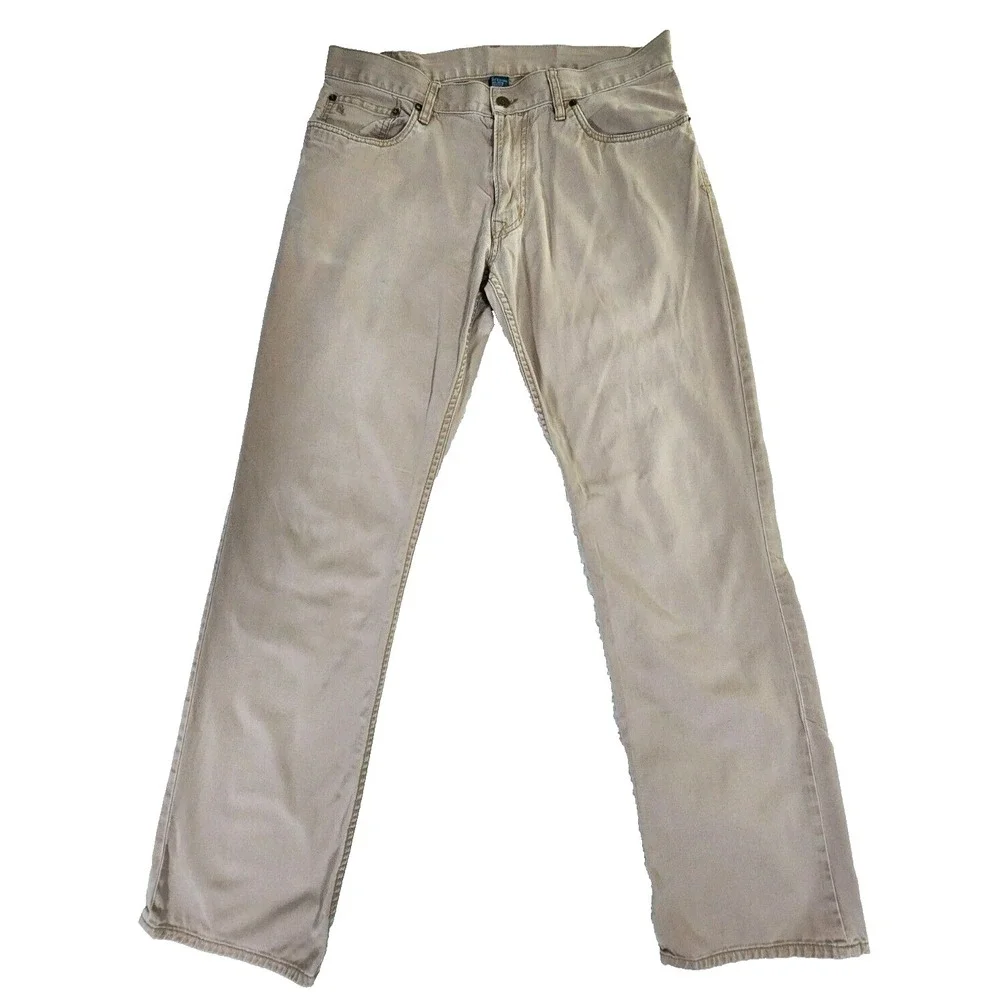 Polo Ralph‎ Lauren 650 Straight Pants Men's 34x32* Beige 5-Pocket Soft Jeans